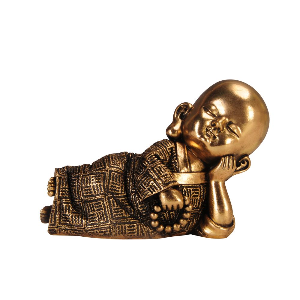 LITTLE MONK 2 DECO ΒΟΥΔΑΣ POLYRESIN ΧΡΥΣΟ ΜΑΥΡΟ 15,6Χ7,3ΧΥ10,2ΕΚ. InTheBox -  022506