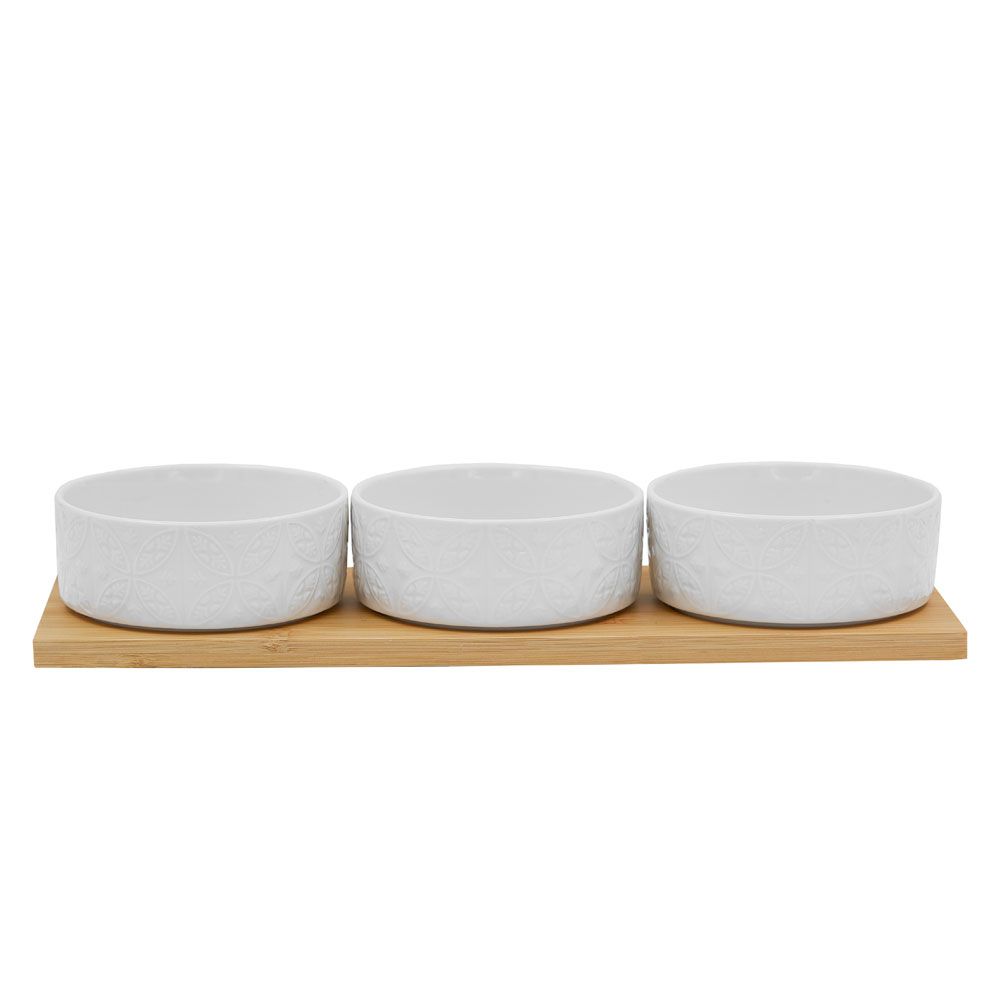 FLEURS ΜΠΩΛ SET 3ΤΜΧ 29x10x5cm ΠΟΡΣΕΛΑΝΗ ΛΕΥΚΟ ΦΥΣΙΚΟ BAMBOO