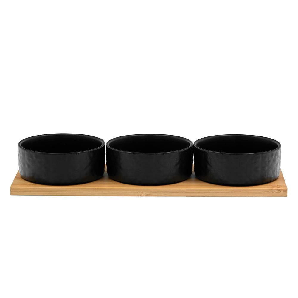FLEURS ΜΠΩΛ SET 3ΤΜΧ 29x10x5cm ΠΟΡΣΕΛΑΝΗ ΜΑΥΡΟ ΦΥΣΙΚΟ BAMBOO