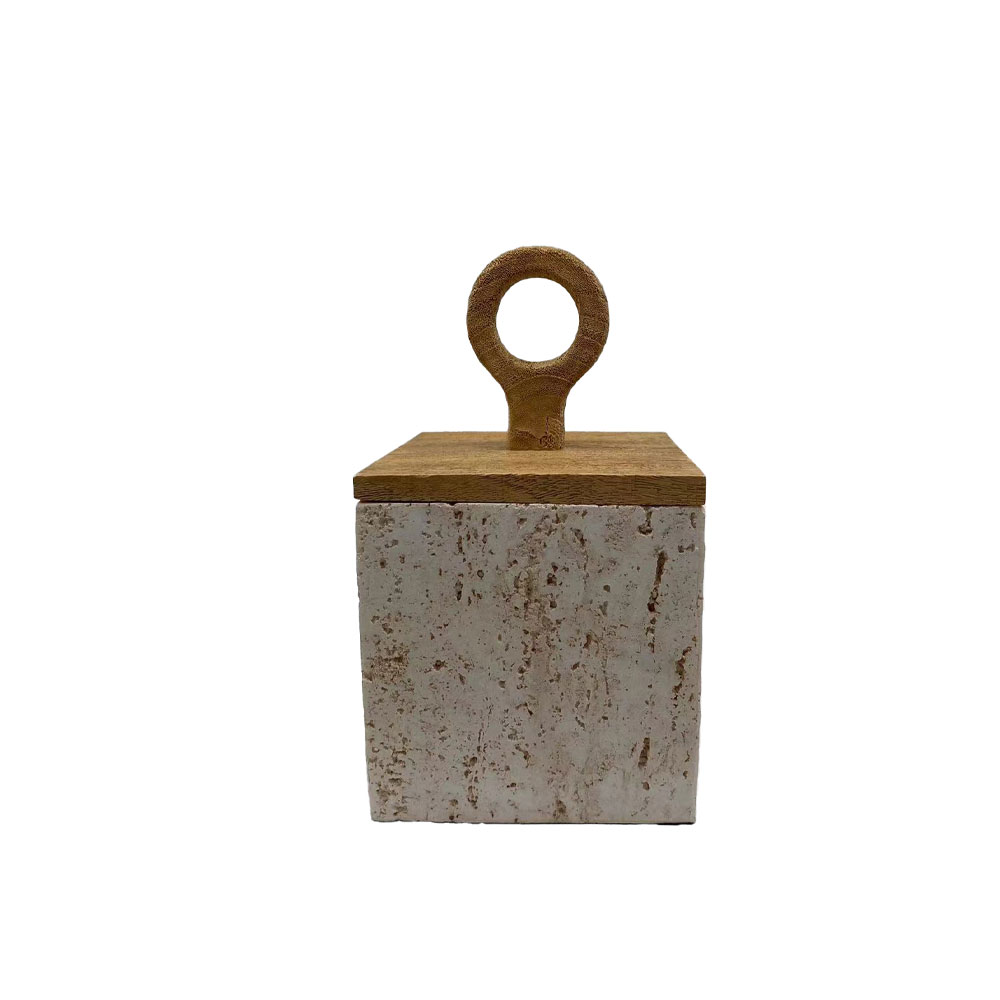 COPPER A ΔΟΧΕΙΟ ΑΠΟΘΗΚΕΥΣΗΣ ΜΕ ΚΑΠΑΚΙ 12x12x21cm POLYRESIN STONE ΦΥΣΙΚΟ