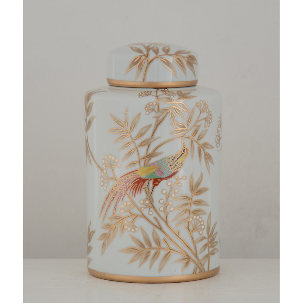 ΒΑΖΟ ΜΕ ΚΑΠΑΚΙ WHITE/GOLD CERAMIC TROPICAL ΔΙΑΜΕΤΡΟΥ 18ΕΚ. x ΥΨΟΥΣ 30ΕΚ. 155-625 