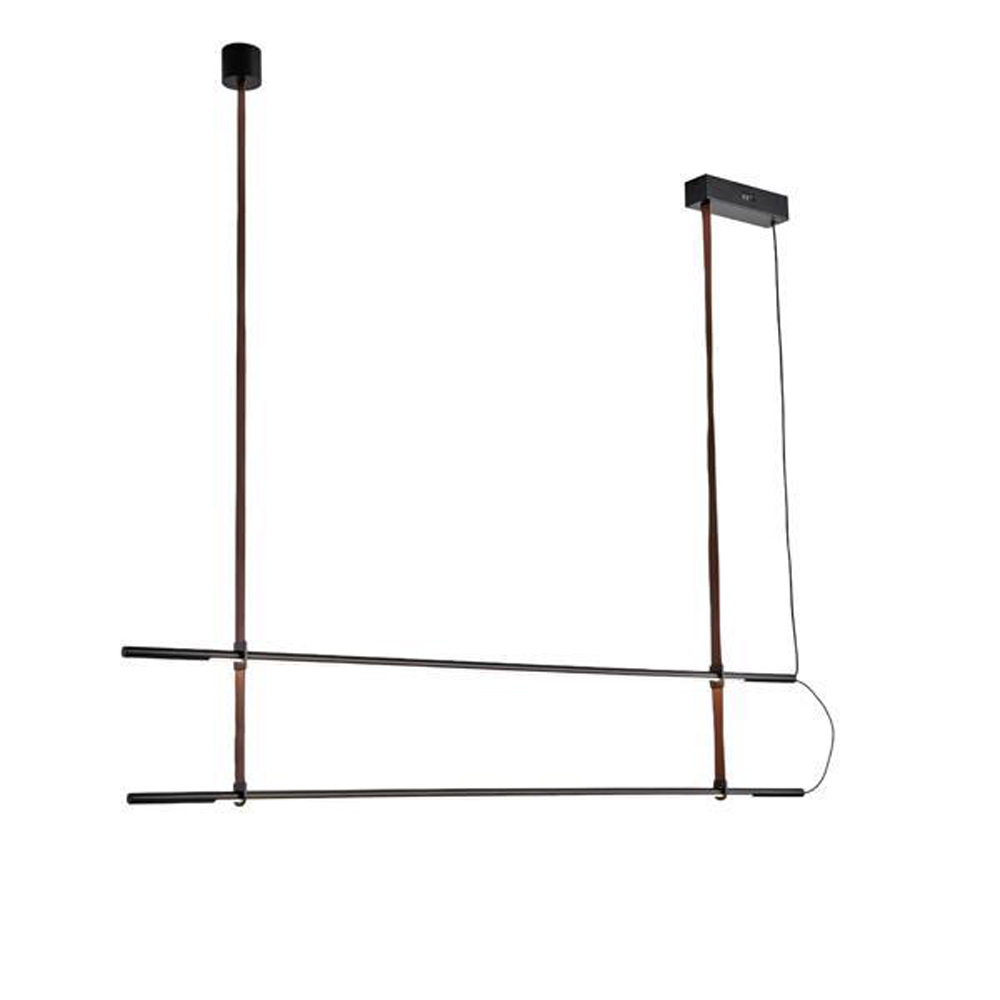 ΦΩΤΙΣΤΙΚΟ ΚΡΕΜΑΣΤΟ ΜΕΤΑΛΛΟ-ΔΕΡΜΑ LED 2x20W 3000K 2460Lm 1400X60X1200mm ΜΑΥΡΟ ARTE ILLUMINA LINEA - EUROLAMP