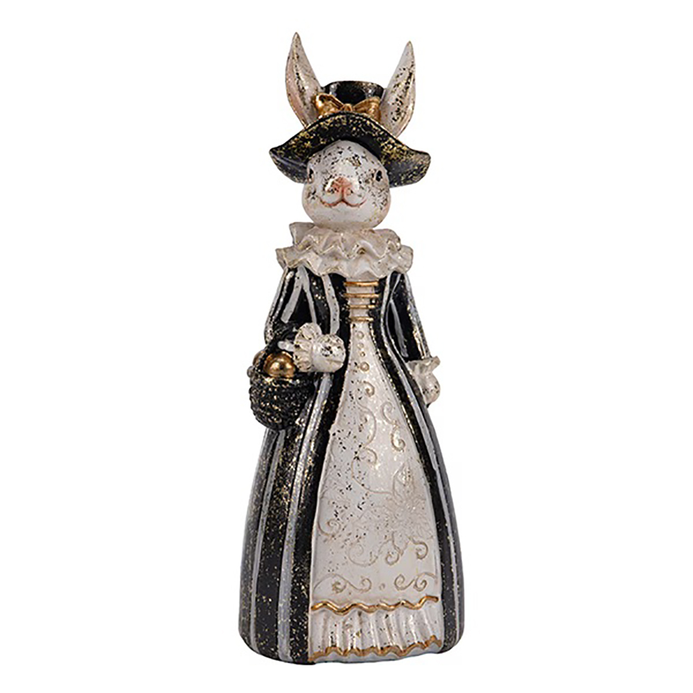 ΠΑΣΧΑΛΙΝΟΣ ΛΑΓΟΣ ΜΕ ΚΑΛΑΘΙ ΠΟΛΥΡΕΖΙΝ ΛΕΥΚΟΣ - ΜΑΥΡΟΣ - ΧΡΥΣΟΣ 9.5x8.5x25cm-EUROLAMP-818-00082