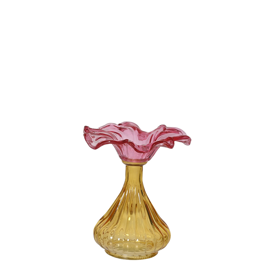 ΓΥΑΛΙΝΟ ΒΑΖΟ ΛΟΥΛΟΥΔΙ ΚΙΤΡΙΝΟ ΡΟΖ  Δ16,5ΧΗ19ΕΚ.-KAEMINGK-8736133