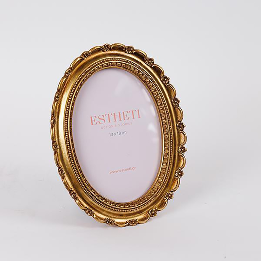 ΟΒΑΛ ΚΟΡΝΙΖΑ (10x15) ΠΟΛΥΡΕΖΙΝ ΧΡΥΣΗ 15.2x19.8x2.2cm-EUROLAMP-756-12187
