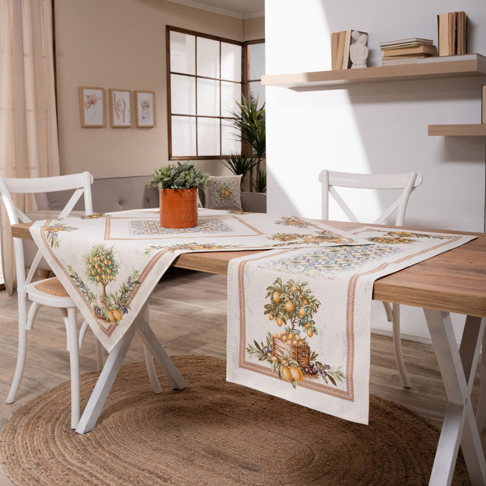 ΣΕΤ ΚΑΡΕ ΚΑΙ ΤΡΑΒΕΡΣΑ MEDITERRANEO  ME ΛΕΜΟΝΙΑ  100Χ100ΕΚ.-40Χ100ΕΚ.  -TEORAN-8204